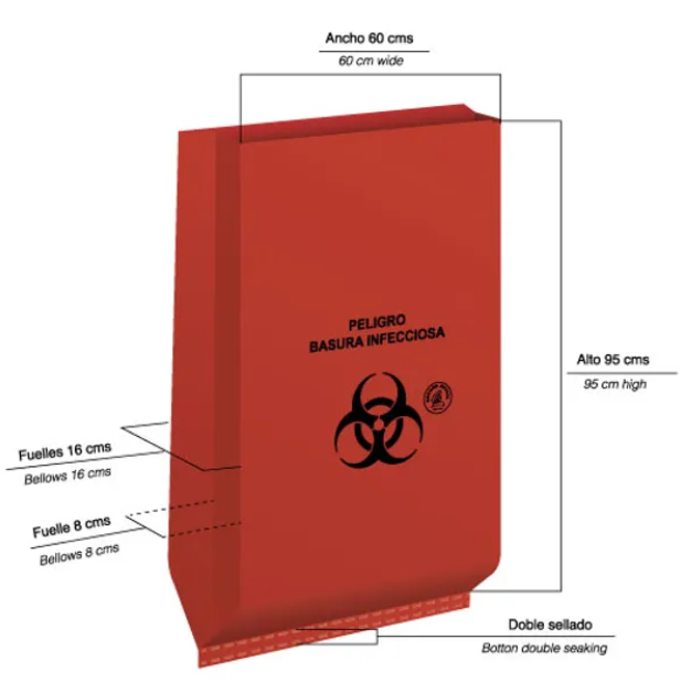 Bolsa Roja HDPE para Residuos Biológicos | Uso Hospitalario | Alta Resistencia | Manejo de RPBI